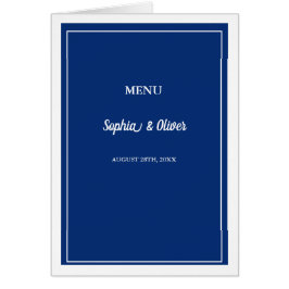 ミニマモダンリストのネイビーブルー折り結婚曲げメニュー