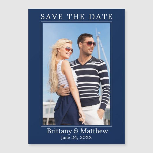 ミニマモダンリストのネイビーブルー磁気日付を保存 (正面)