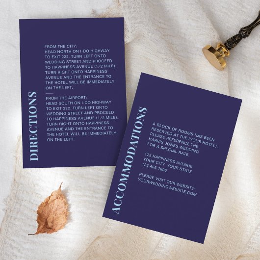 ミニマモダンリストのネイビーブルー詳細エンクロージャカード 出欠カード