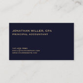 ミニマモダンリストのネイビーブルー金ゴールドロゴ 名刺 (正面)