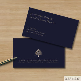 ミニマモダンリストのネイビーブルー金ゴールド 名刺