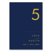 ミニマモダンリストのネイビーブルー |金ゴールドテーブル番号 テーブルナンバー (裏面)