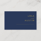 ミニマモダンリストのネイビーブルー |金ゴールドフラ結婚ット プレイスカード (裏面)