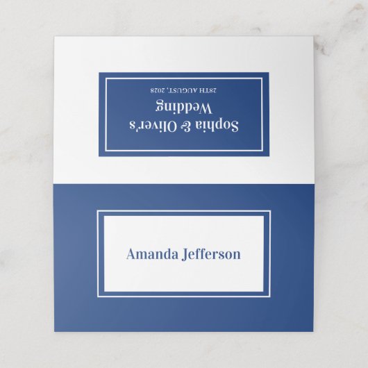 ミニマモダンリストのネイビー結婚ルズ座席表 プレイスカード (外部開封)