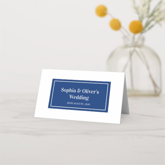 ミニマモダンリストのネイビー結婚ルズ座席表 プレイスカード (裏面)