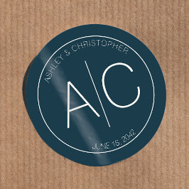 ミニマモダンリストのネイビー結婚ルズ ラウンドシール