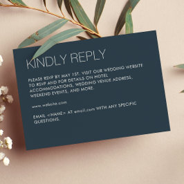 ミニマモダンリストのネイビー結婚ルズ 出欠カード