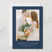 ミニマモダンリストのネイビー結婚ルズ 招待状 (裏面)