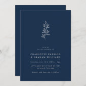 ミニマモダンリストのネイビー結婚ルズ 招待状 (正面/裏面)