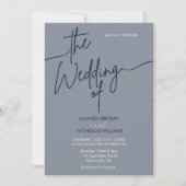 ミニマモダンリストのネイビー結婚ルズ 招待状 (正面)