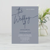 ミニマモダンリストのネイビー結婚ルズ 招待状 (スタンド正面)