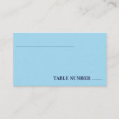 ミニマモダンリストのネイビー結婚ルフラットテーブル番号 プレイスカード (正面)