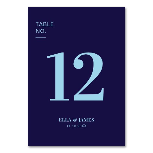 ミニマモダンリストのネイビ結婚ーブルテーブル番号 テーブルナンバー (正面)