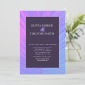 ミニマモダンリストのネオン熱帯結婚ヤシ 招待状 (スタンド正面)