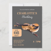 ミニマモダンリストのバイオリン誕生日 招待状 (正面)