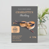 ミニマモダンリストのバイオリン誕生日 招待状 (スタンド正面)