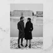 ミニマモダンリストのバラ金ゴールドと結婚写真 箔招待状 (裏面)