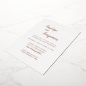 ミニマモダンリストのバラ金ゴールドと結婚写真 箔招待状 (回転した状態)