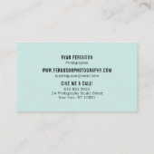 ミニマモダンリストのパステルティール(緑がかった色)写真 名刺 (裏面)