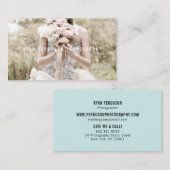 ミニマモダンリストのパステルティール(緑がかった色)写真 名刺 (正面/裏面)