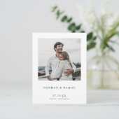 ミニマモダンリストのパーソナライズされた写真日付の保存 インビテーションポストカード (スタンド正面)