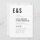 ミニマモダンリストのビッはっきりしたク・モノグラ結婚ム写真 招待状 (正面)