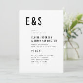 ミニマモダンリストのビッはっきりしたク・モノグラ結婚ム写真 招待状 (スタンド正面)