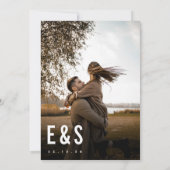 ミニマモダンリストのビッはっきりしたグモノグラム写真QRコード セーブザデート (裏面)