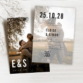 ミニマモダンリストのビッはっきりしたグモノグラム写真QRコード セーブザデート