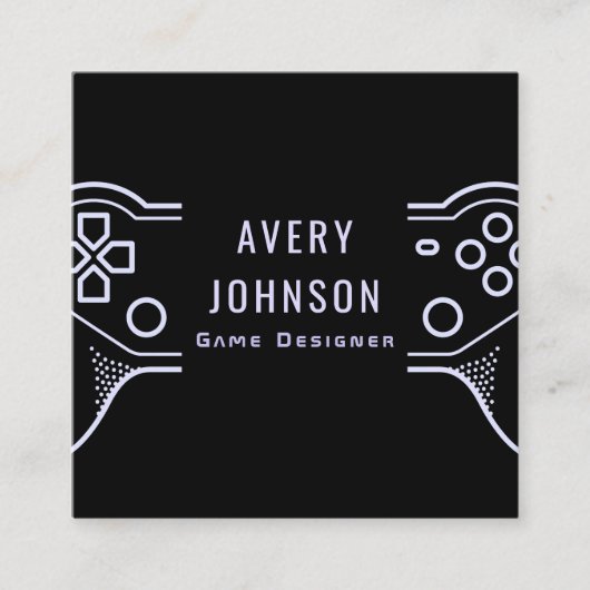 ミニマモダンリストのビデオゲームテスタデザイナクールー スクエア名刺 (正面)
