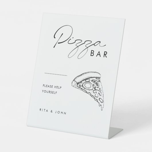 ミニマモダンリストのピザ結婚バーのサイン 台座サイン (正面)