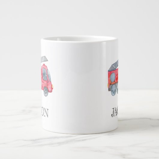 ミニマモダンリストのファイアマン誕生日パーティー ジャンボコーヒーマグカップ (正面)