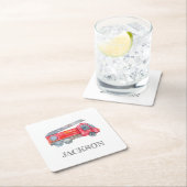 ミニマモダンリストのファイアマン誕生日パーティー スクエアペーパーコースター (インサイチュ)