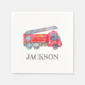 ミニマモダンリストのファイアマン誕生日パーティー スタンダードカクテルナプキン (正面)