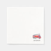 ミニマモダンリストのファイアマン誕生日パーティー スタンダードカクテルナプキン (正面)