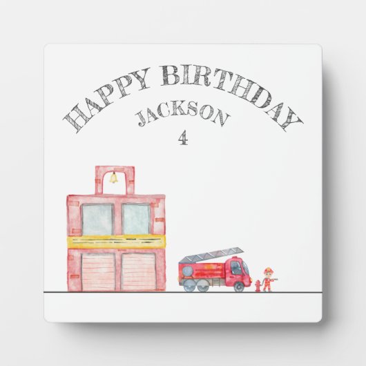 ミニマモダンリストのファイアマン誕生日パーティー フォトプラーク (正面)