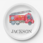 ミニマモダンリストのファイアマン誕生日パーティー ペーパープレート (正面)