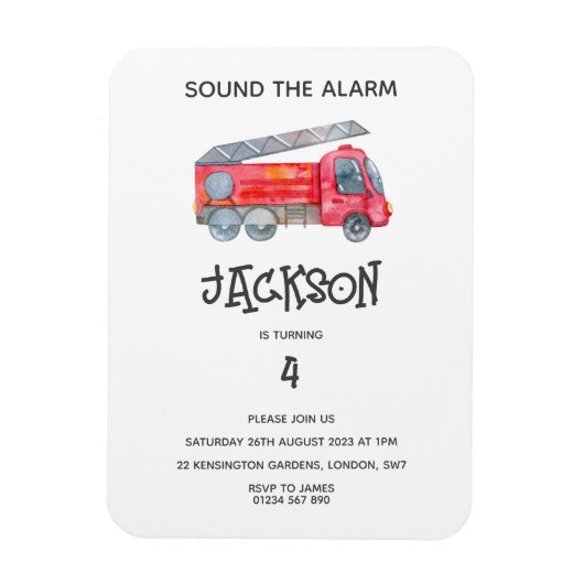 ミニマモダンリストのファイアマン誕生日パーティー マグネット (縦)
