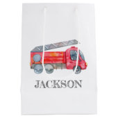 ミニマモダンリストのファイアマン誕生日パーティー ミディアムペーパーバッグ (裏面)