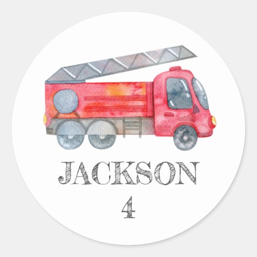 ミニマモダンリストのファイアマン誕生日パーティー ラウンドシール (正面)