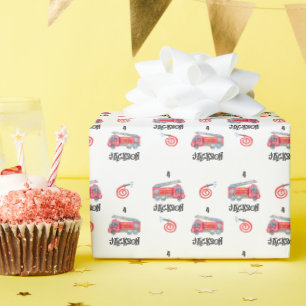 ミニマモダンリストのファイアマン誕生日パーティー ラッピングペーパー