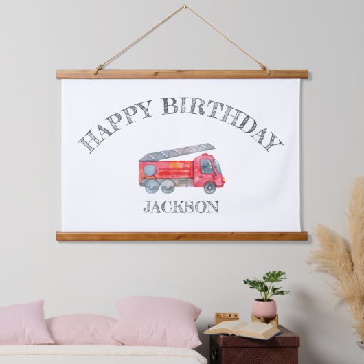 ミニマモダンリストのファイアマン誕生日パーティー 吊り下げ型タペストリー (寝室)