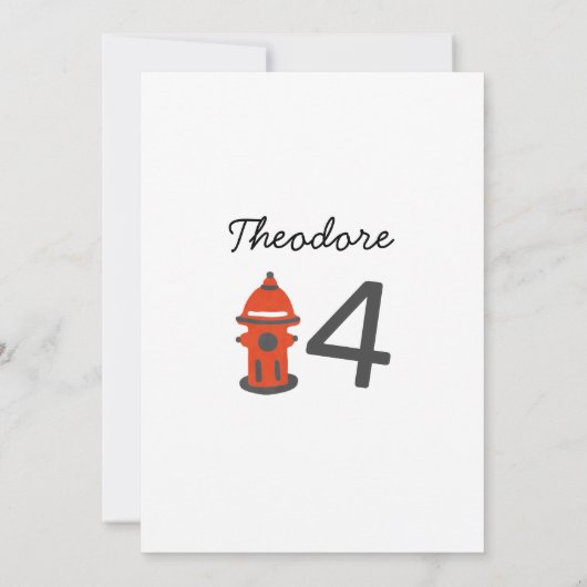 ミニマモダンリストのファイアマン誕生日パーティー 招待状 (裏面)