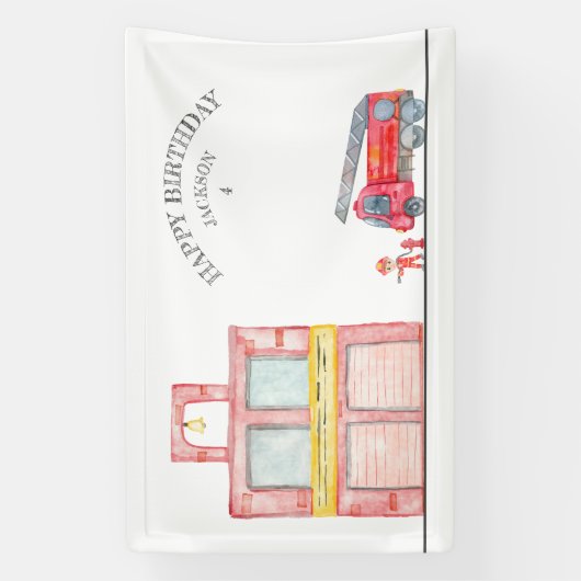 ミニマモダンリストのファイアマン誕生日パーティー 横断幕 (縦)