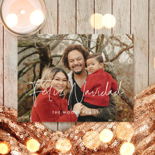 ミニマモダンリストのフェリーズ・ナビダッドのクリスマスフォト ポストカード