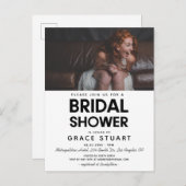 ミニマモダンリストのブライダルシャワー写真の招待 ポストカード (正面/裏面)