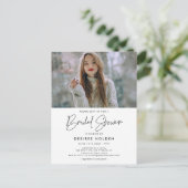 ミニマモダンリストのブライダルシャワー写真の招待 ポストカード (スタンド正面)