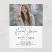 ミニマモダンリストのブライダルシャワー写真の招待 ポストカード (正面)