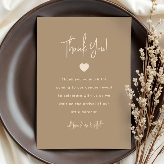 ミニマモダンリストのブラウンジェンダーの発表 サンキューカード