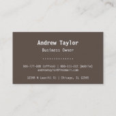 ミニマモダンリストのブラウン·トラック牽引サービス 名刺 (裏面)